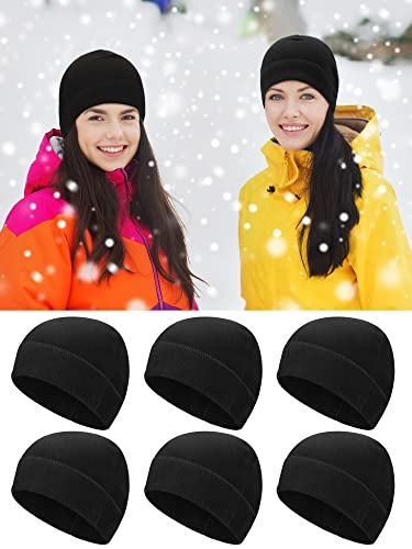 Geyoga 6 Pcs Fleece Beanie Fleece Skull Cap - color: Black, size: One Size