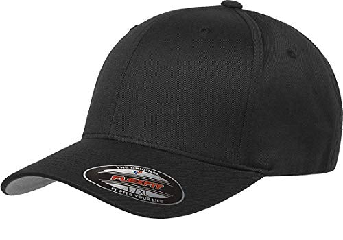 Flexfit Wooly Combed Twill Cap - 6277 (Black, Adult XXL (7 3/8"- 8"))