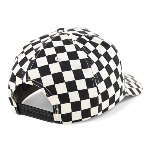Trendy Apparel Shop Structured 5 Panel Checkered Print Baseball Cap - color: Black