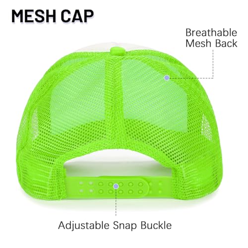 Ultrafun 10 Pack Trucker Hat Mesh Sublimation Blank Hats Adjustable Baseball Caps Hats for Men Women - color: Neon Green White