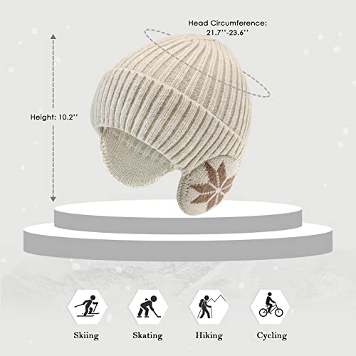 BAVST Hat for Men Knitted Beanie Women Winter Hats Men’s Stretchy Caps Outdoor Beanies Fleece Lined Ear Warmer - color: X-beige