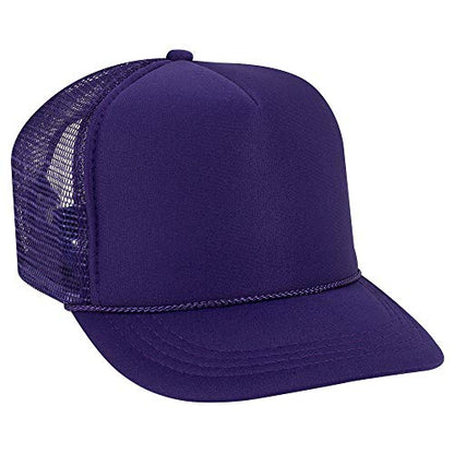OTTO Polyester Foam Front Youth 5 Panel High Crown Trucker Hat - color: Purple