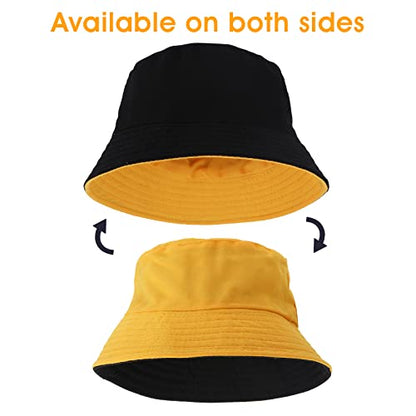 WLLHYF Bucket Hats, Reversible Cotton Sun Hat Foldable (Dual Color)