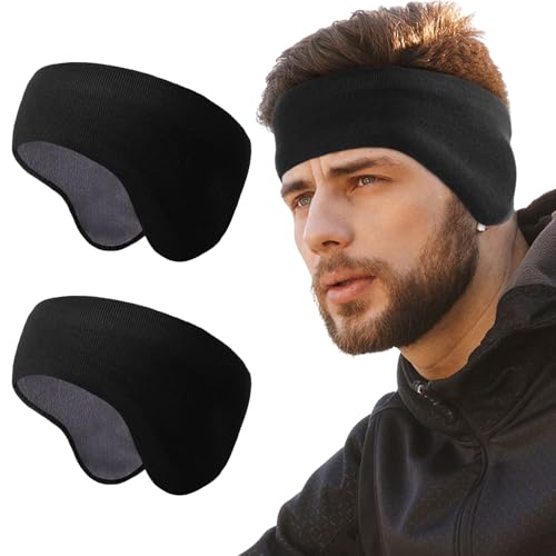 WTACTFUL 1-2 Pack Ear Muffs Ear Warmers, Winter Extra Thick Fleece for Men - color: Black, Black