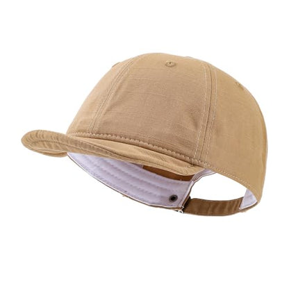 Soft Short Brim Hats for Men Cotton Trucker Hats Flip Up Short Bill Baseball Cap Low Profile Dad Hat Umpire Sun Hats - color: Mg-pdym2584-khaki
