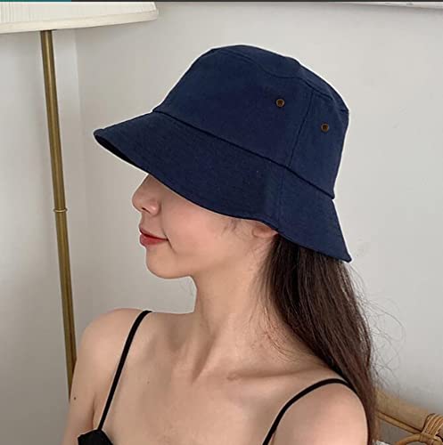 Unisex Bucket Hat Summer UPF 50+ Sun Protection Outdoor Beach Fishing Travel Hiking Hat - color: Navy Blue