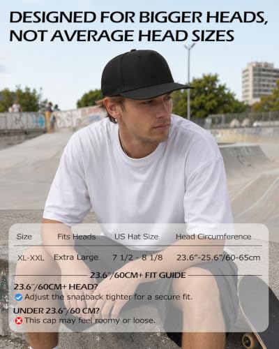 Zylioo XXL Baseball Cap for Big Heads, 5 Panel Snapback Hat - color: Navy