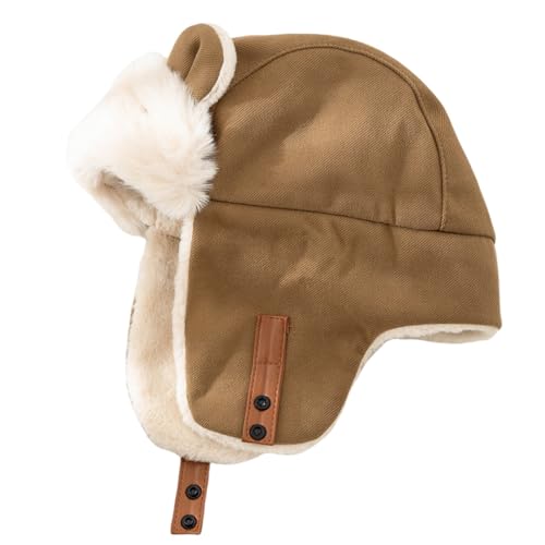 Kids Winter Trapper Hat Windproof Ushanka Aviator Hat Sherpa Fleece Lined Ski Cap for Boys Girls 2T-6T - color: Brown