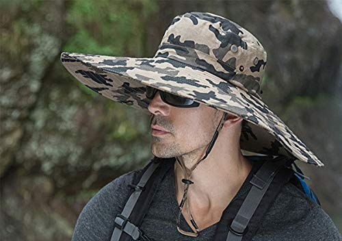 HUAMULAN Men Wide Brim Sun Hat Summer Outdoor Women Bucket Fishing Hats - color: A5ywmh3-micaikaqi