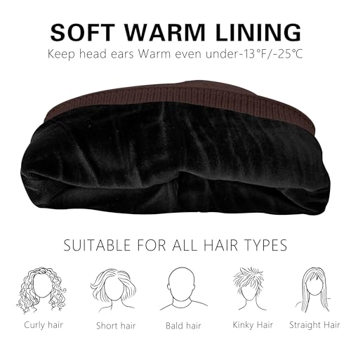 ATNKE Beanie for Men Women, Soft Warm Fleece Lined Winter Ski Beanies Hat Unisex Thick Stocking Knit Cuffed Skull Cap - color: #Coffee
