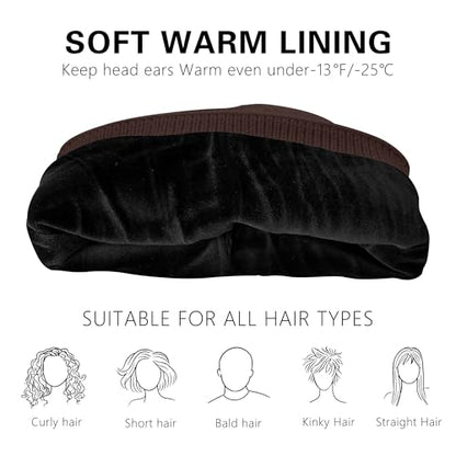 ATNKE Beanie for Men Women, Soft Warm Fleece Lined Winter Ski Beanies Hat Unisex Thick Stocking Knit Cuffed Skull Cap - color: #Coffee