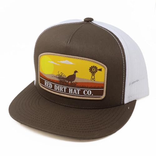 Red Dirt Hat Company Wildlife Hat | 5-Panel Western Adjustable Snapback Cap - color: Open Plains - Brown/White