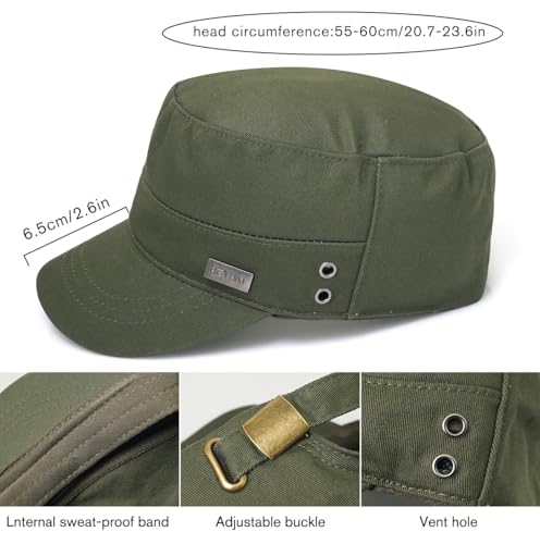 Unisex Flat Top Military Cadet Cap Outdoor Sun Hat - color: Square Label Green