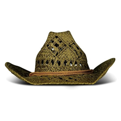 Lucky Brand Women's Straw Cowboy Hat | Rope Design | Western | Style | Fashion | Sun Protection | Breathable - color: Woven Straw - Olive