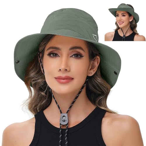 Sun Hats for Women Bucket Hat UV Protection Fishing Hat Wide Brim Safari Hats 2 in 1 Zip-Off Sun Visor Hats UPF 50+ - color: 1pack-dark Grey