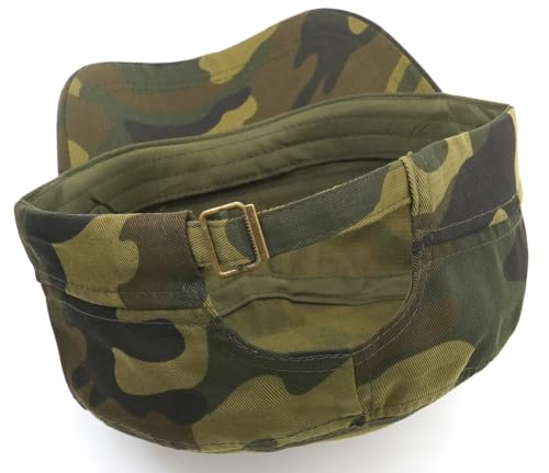 Men's Military Cadet Hat Flat Top Newsboy Cap - color: C - Brown ( Camo )