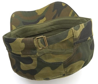 Men's Military Cadet Hat Flat Top Newsboy Cap - color: C - Brown ( Camo )