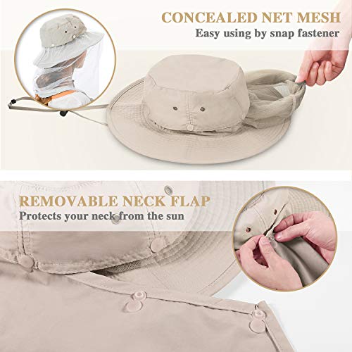 Palmyth Head Net Hat, Sun Hat Safari Hat - color: Khaki