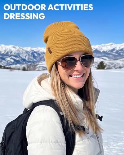 Beanie for Men Women, Winter Double Layer Warm Hat Skull Cap - color: Camouflage 1+beige+brown