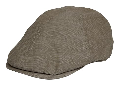 TOP HEADWEAR Mens Linen Ivy Cap - Summer Newsboy Flat Hat - color: Olive, size: Medium-Large