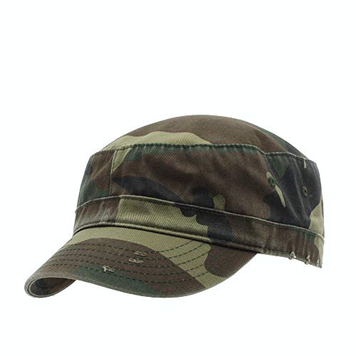 The Vintage Year Camouflage Army Outdoor Hunting Unstructured Adjustable Cadet Army Baseball Cap - color: Woodland Camo Frayed Cadet, size: One Size