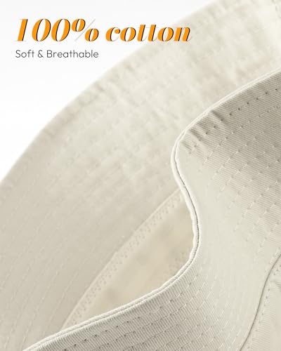 HONGTEYA Bucket Sun Hats for Woman Men Cotton Summer Beach Hat Golf Fishing - color: Beige, size: Medium