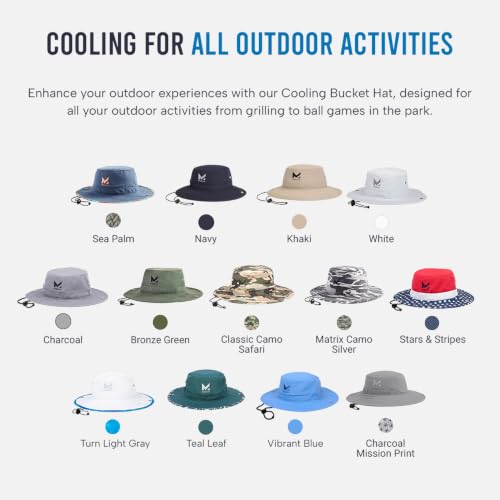 MISSION Cooling Bucket Hat - Unisex Wide-Brim Hat for Men & Women - Lightweight, Foldable & Durable - Cools Up to 2 Hours - color: Sea Palm