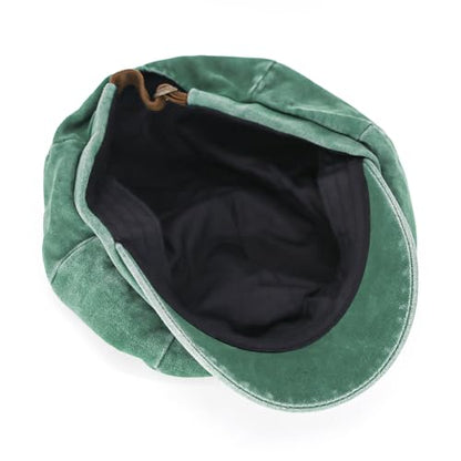 WITHMOONS Plain Baker Boy Hat Twill Cotton Beret Cap Newsboy Hat Washed Adjustable JDG1582 - color: Green