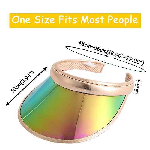 2 Pack Sun Visor Hats Women Men Clip-on Iridescent Clear Sport Outdoor Cap - color: 2pack ,Gold Black