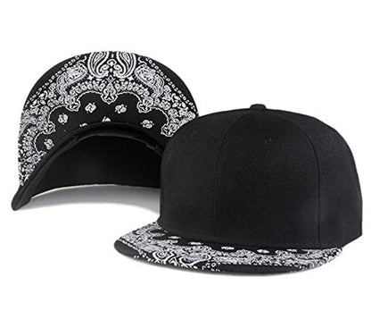 Trucker Hat Fashion Mens Women Snapback Hats - Flat Bill Brim Hat Adjustable Baseball Cap - color: Paisley Red