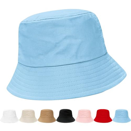 NPQQUAN Bucket Hats for Men Woman Packable Foldable Sun Hats for Women - color: Pure Skyblue