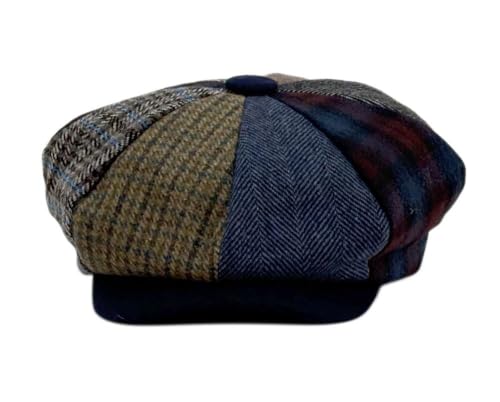 EPOCH Men's Newsboy Cap 8 Panel Wool Blend Gatsby Hat Vintage Big Apple Flat Cap Classic Driving Hat - color: Patch 1