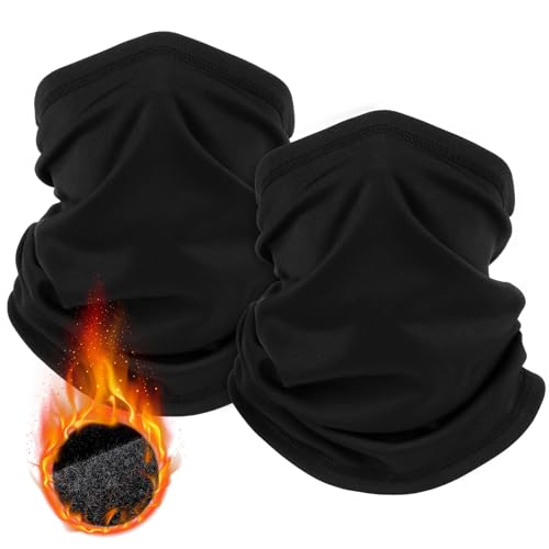 LUOLIIL VOE 2 Pack Winter Neck Gaiter Warmer for Men&Women,Windproof Face Cover Fleece Face Mask Scarf for Cold Weather Sport - color: Black+black