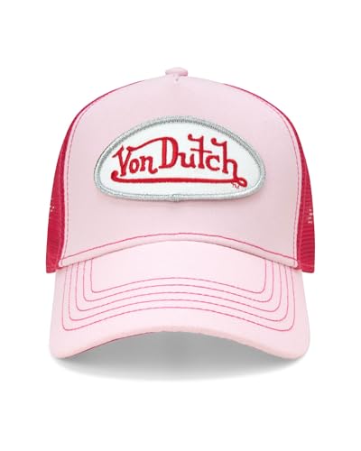 Von Dutch Unisex Trucker Hat, Colorblock, Mesh Back, Curved Bill, Snapback - color: Pink Tint