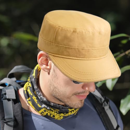 Cadet Hat Flat Top Hats Army Military Caps for Men Women - color: Beige 7
