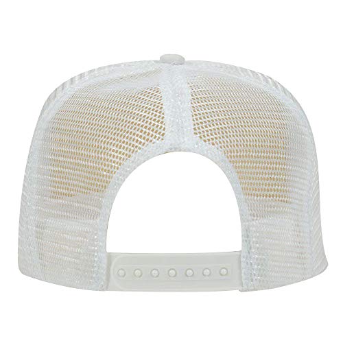 OTTO Polyester Foam Front 5 Panel High Crown Mesh Back Trucker Hat - color: White