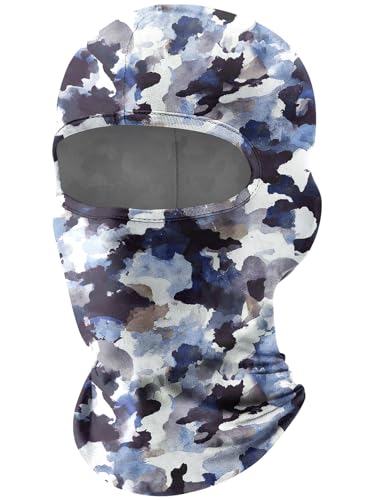 Fuinloth Balaclava Ski Mask, Motorcycle Summer Thin Cooling UV Protection - color: Ink-blended Blue