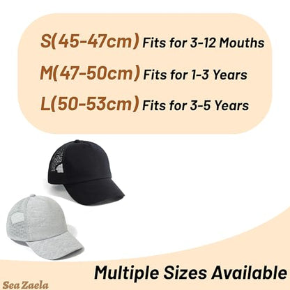 Toddler Baby Boy Girl Baseball Hats Kids Sun Hats Adjustable Summer Caps - color: Black/Gray, size: 3-12 Months
