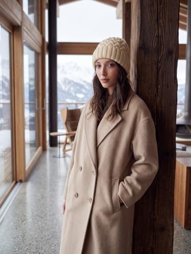 Winter Hats for Women Cable Knit Chunky Skull Cap Fleece Lined Thick Fold Cuff Beanie hat - color: Oatmeal, style: Pineapple