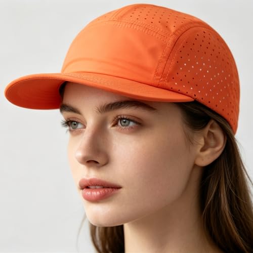 COOLSOME Five Panels Hat Basic Daily Wear Breathable Mesh Airy Quick Dry Cap - color: Laser Mesh|orange M 56-60cm