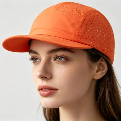 COOLSOME Five Panels Hat Basic Daily Wear Breathable Mesh Airy Quick Dry Cap - color: Laser Mesh|orange M 56-60cm