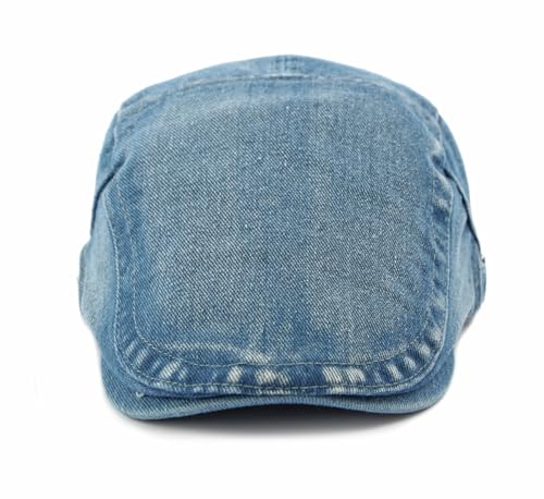 Cotton Newsboy Cap,Breathable Ivy Gatsby Cabbie Beret Hat for Men's Women Driving Hunting Golf - color: Denim Medium Blue