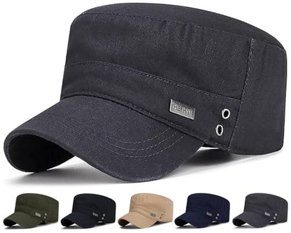 Initlove Cadet Army Cap Military Unisex Flat Top Hat for Men Women - color: Grey