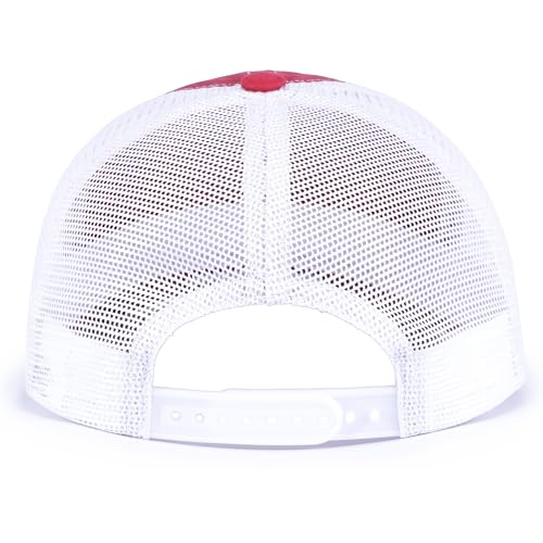 Pacific Headwear Vintage Trucker Snapback Cap - color: Red/White/Red