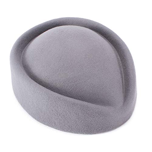 Lawliet Wool Stewardess Air Hostesses Pillbox Hat Millinery Teardrop Fascinator Base A040 - color: Grey