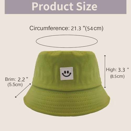 Kids Sun Hat Smile Face Bucket Hat for Girls Boys Summer Sun Protection Cotton Unisex Beach Cap - color: White Grape
