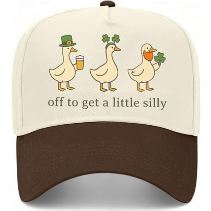 Off to Get A Little Silly Hat | St. Patrick's Day | Premium Adjustable Snapback Baseball Trucker Hats for Men & Women - color: Brown/Natural