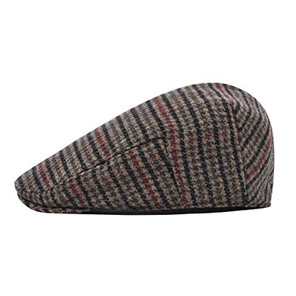 STARANCE Men Wool Blend Newsboy Cap Flat Hat - color: Houndstooth Coffee, size: 7 1/4
