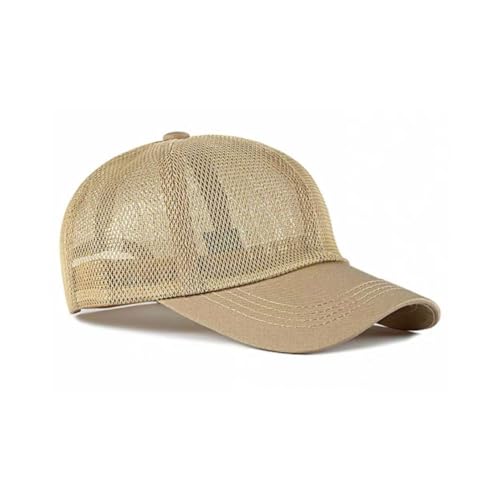 FASHIXD Mesh Baseball Cap for Men Women Summer Breathable Trucker Hats Adjustable Outdoor Sports Running Hats - color: Khaki
