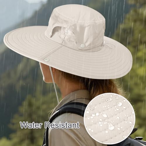 Cooltto L/XL/XXL Wide Brim Sun Hat UPF 50+ UV Protection Boonie Hat - color: Cream, size: Medium-Large